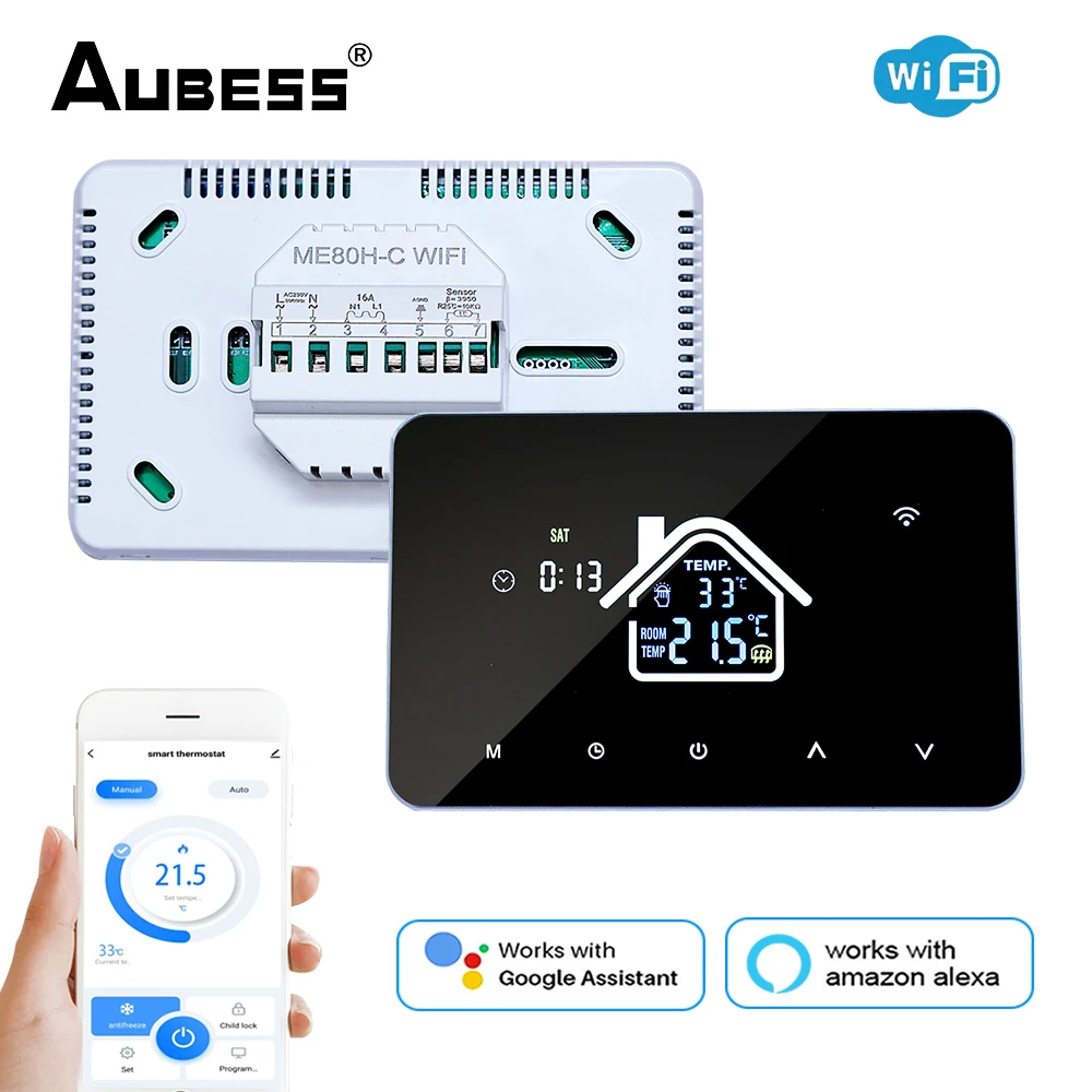 3A/16A Tuya WiFi Smart Thermostat, Electric Floor Heating Water/Gas Boiler Temperature Remote Controller For Home, Alexa