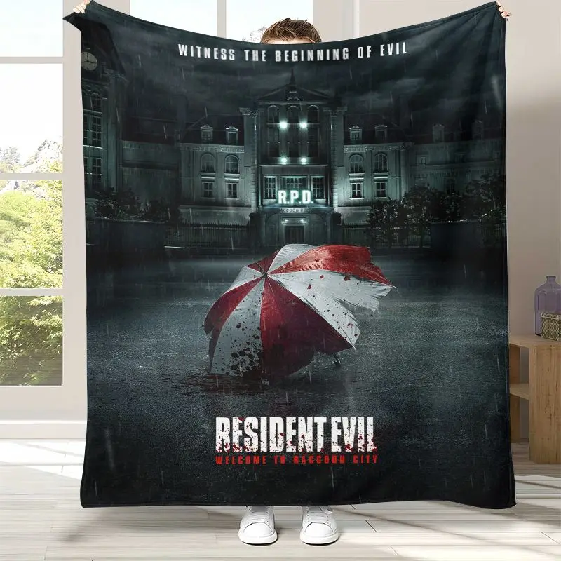 Vintage Game R-Resident Evil Leon Soft Flannel Throw Blanket,Cozy Blanket for Bed,Sofa,Living Room,Picnic,Camping,Home Decor