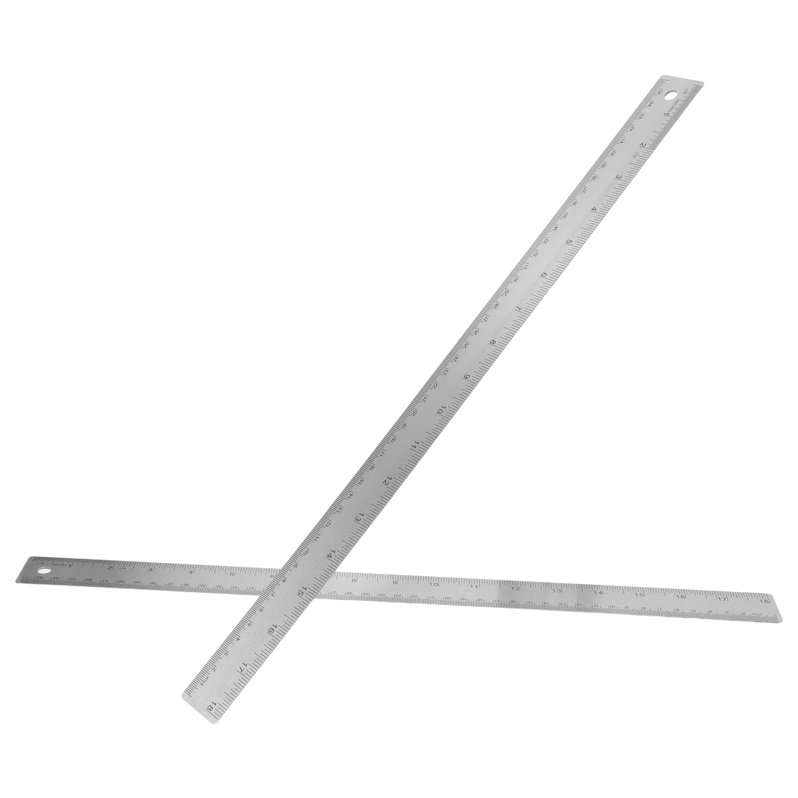 2 قطعة مساطر معدنية مدعومة بالفلين من الفولاذ المقاوم للصدأ 18 بوصة حافة مستقيمة غير قابلة للانزلاق مسطرة رسم بمقياس مزدوج لمكتب المدرسة #1