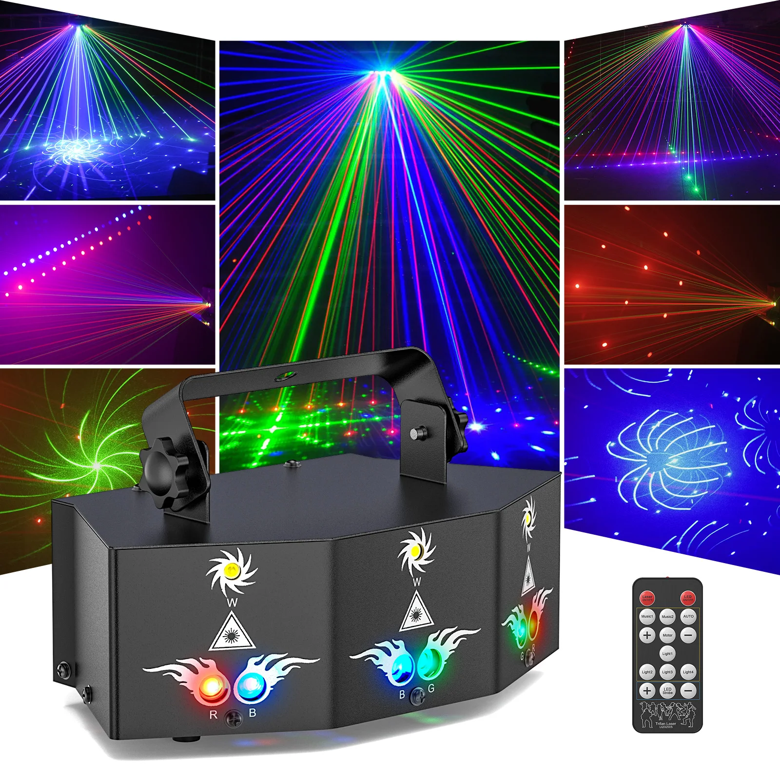 

U'King 9 Eyes Projector Effect Stage Light Remote Control 7CH DMX512 RGB Party Light Effect for DJ Disco Wedding Nightclub Light