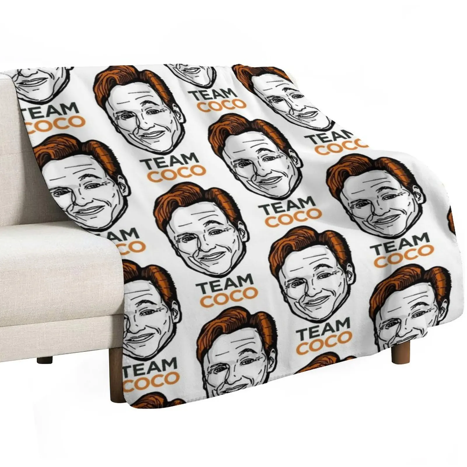 Conan O'Brien Team Coco Smiles & Eyebrows Throw Blanket Soft Comfort Blanket for Reading Watching TV