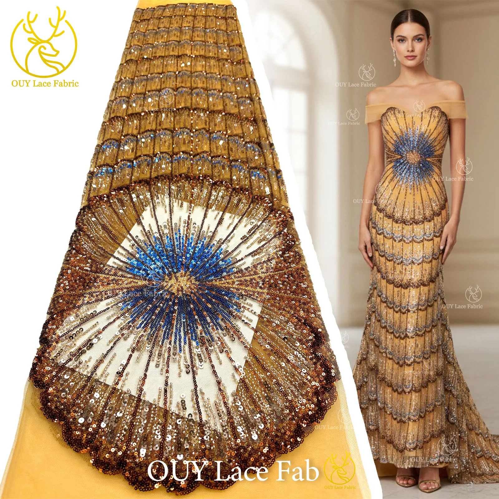 

Royal Luxury African Lace Fabric 2026 High End Nigerian Beaded Sequins Lace French Tulle Lace For Women Prom Party Dress Sewing
