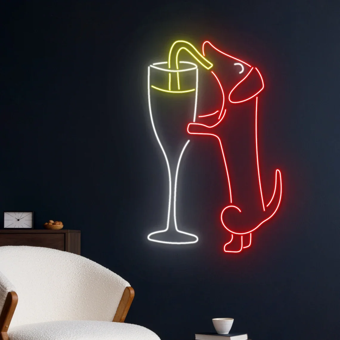 

Champagne Dachshund Neon Sign, Dachshund Dog LED Sign, Pet LED Sign, Animal Wall Room Decor, Wine Neon Sign