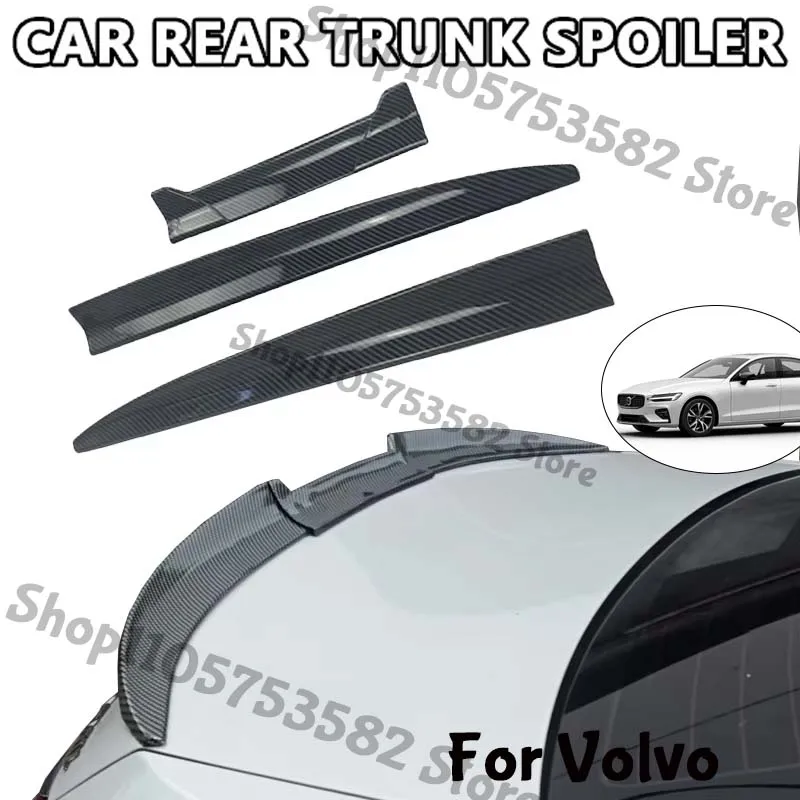 3Pcs DIY Cuttable Rear Trunk Spoiler Roof Wing Matte Black Universal Car Spoiler For Volvo Sedan Hatchback Modification
