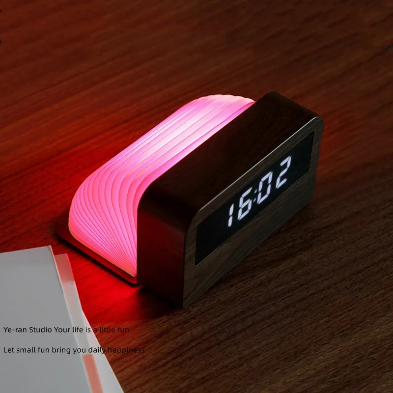 Reloj de luz de escritorio para libros, giro de página, luz nocturna pequeña LED plegable para el hogar, carga USB, adornos coloridos, regalos de boda de negocios