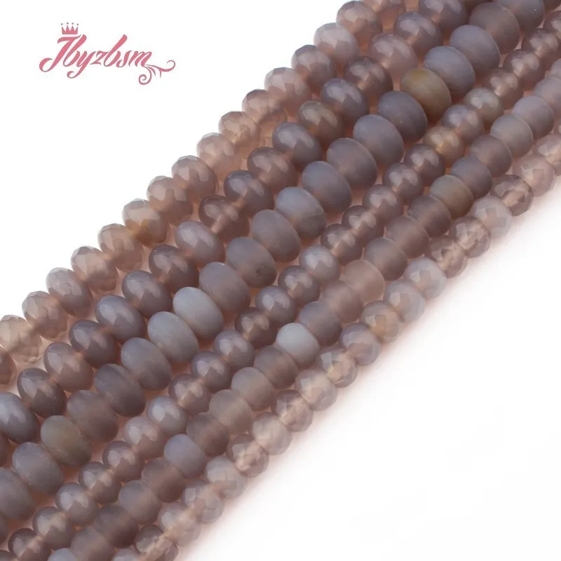 

Natural Gray Agate Rondelle Stone Beads Spacer Strand 15 Inches For Necklace Bracelet Jewelry Making DIY Loose Beads 3x6/4x8mm