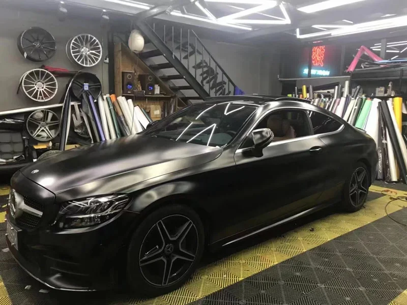 

High Quality Pearl Matte Metallic Black Vinyl Wrap Film Car Wrapping Foil Adhesive Decal DIY Air-release