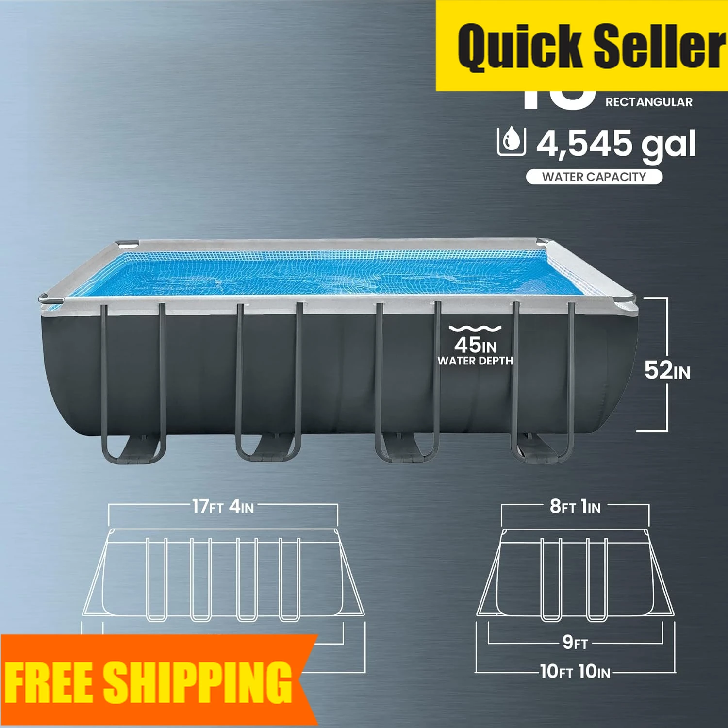 

Steep Discount XTR 18 Ft X 9 Ft 52 In Above Ground Pool Set, Rectangular Swimming Pool With Steel Frame, 1500 GPH Sand Filter Pu