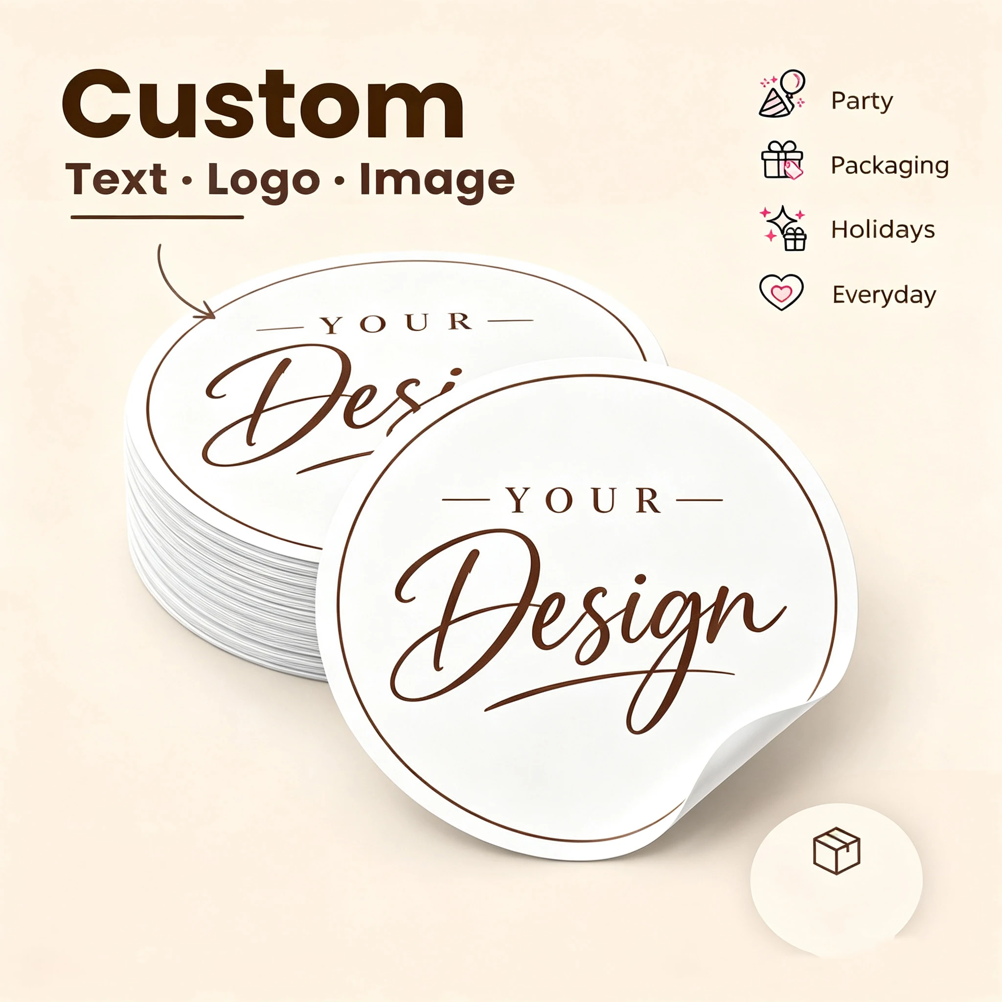 1‑768Pcs Custom Stickers,Round Labels with Personalized Text&Image for Family&Friends,Notebook Embellishments&Stationery Decor