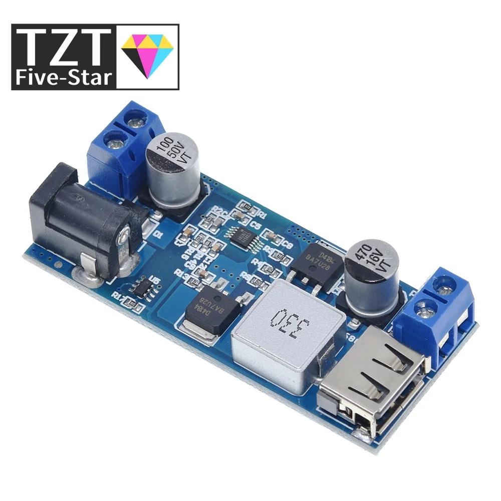 Replace LM2596S DC-DC 24V/12V To 5V 5A Step Down Power Supply Buck Converter Adjustable USB Step-down Charging Module For Phone