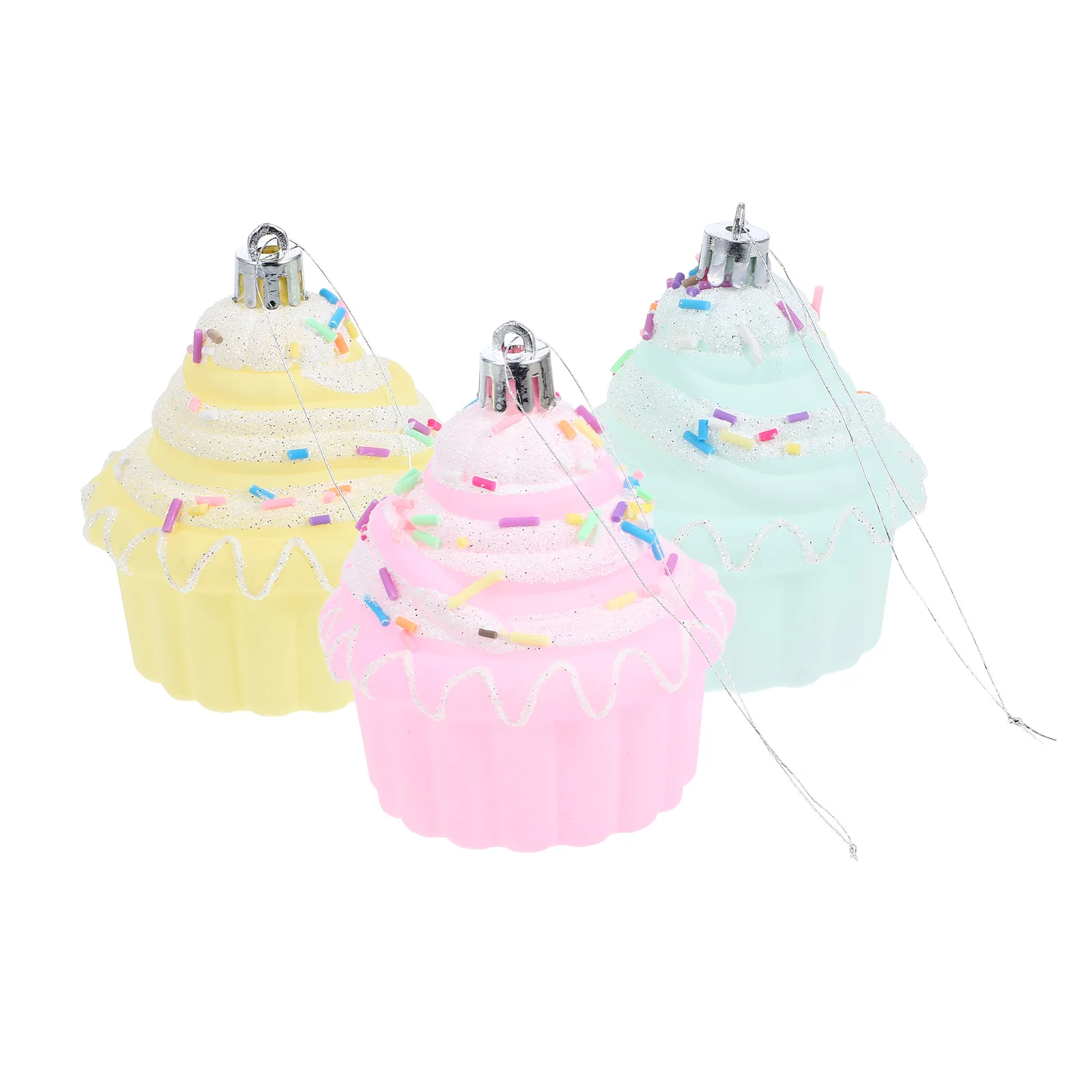 

3Pcs Mini Dessert Ornaments Lifelike Faux Cupcakes Hanging Decor for Christmas Tree Holiday Party Decoration Artificial Cupcakes