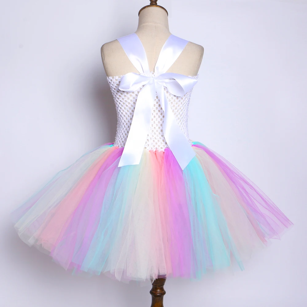 Girls Princess Unicorn Tutu Dress Outfit Pastel Flowers Baby Girl Birthday Party Dresses Tulle Kids Halloween Cosplay Costumes