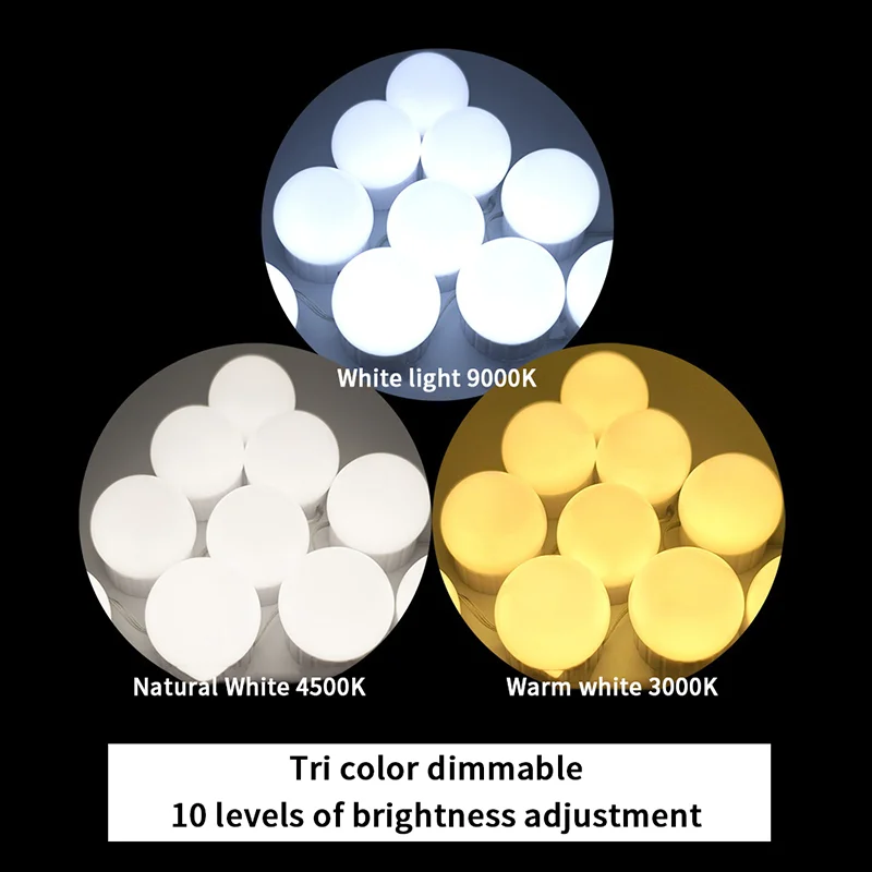Lampadine a LED staccabili Lampada per specchio per trucco Alimentazione USB Luce per specchio cosmetico Illuminazione da tavolo Luci per trucco a LED dimmerabili