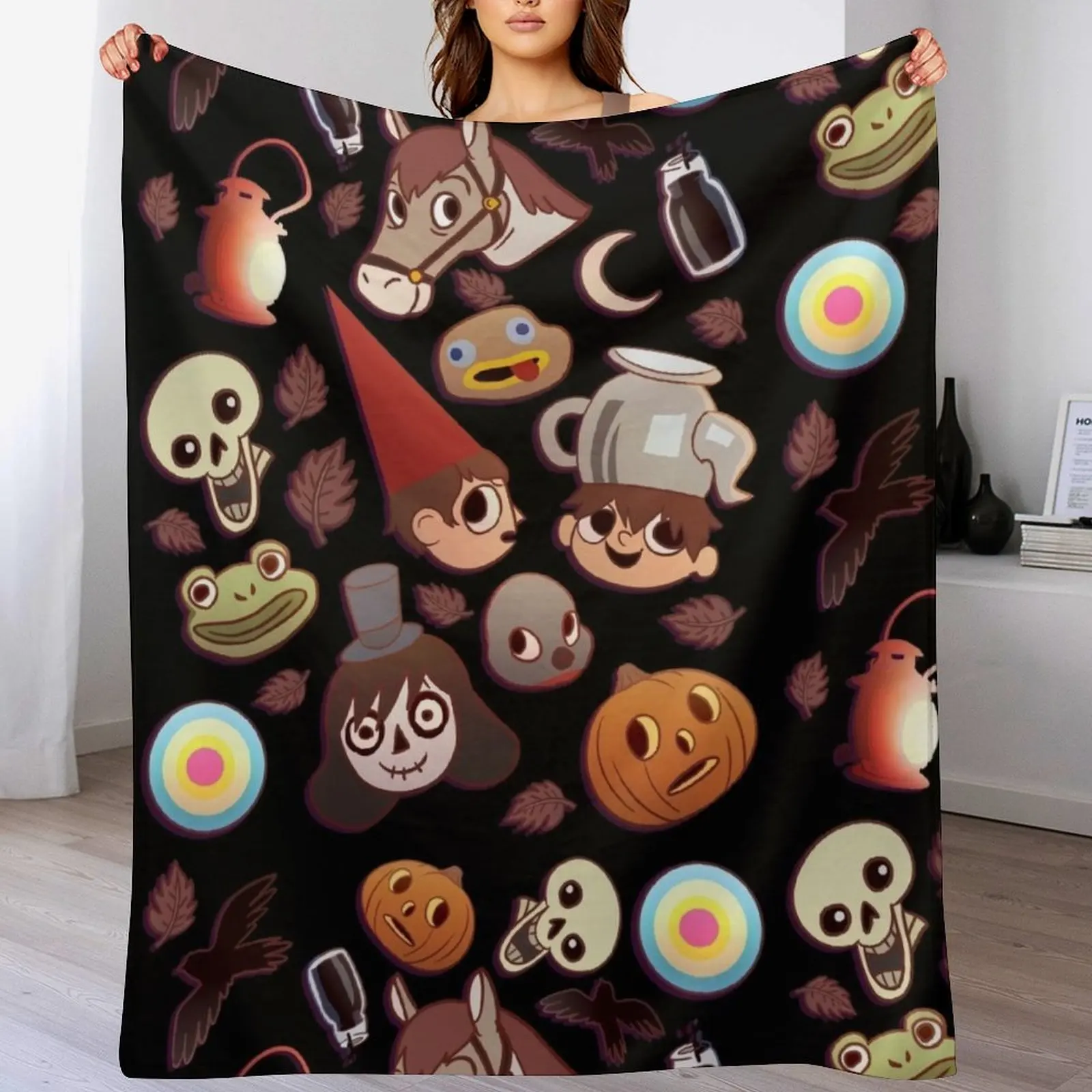 Over the Garden Wall Pattern Throw Blanket Durable Warm Blanket for Daily Home Use