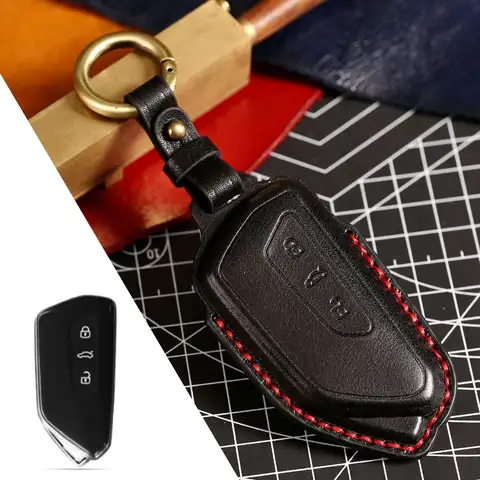 Leather Car Key Case Cover For VW Volkswagen Golf 8 MK8 ID 3 ID 4 For Skoda Octavia 4 A8 Seat Leon MK4 Cupra Formentor 6 best sales vw id key case - №2