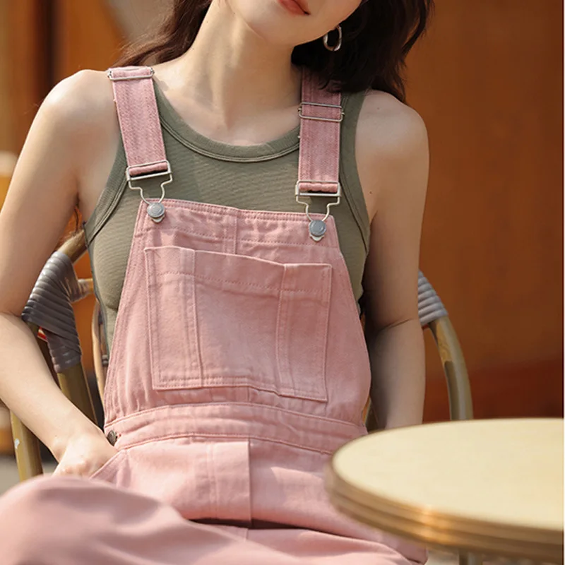 

Комбинезон Dusty Pink 2025 — потертые джинсы с регулируемыми бретелями, винтажные потертые комбинезоны свободного покроя