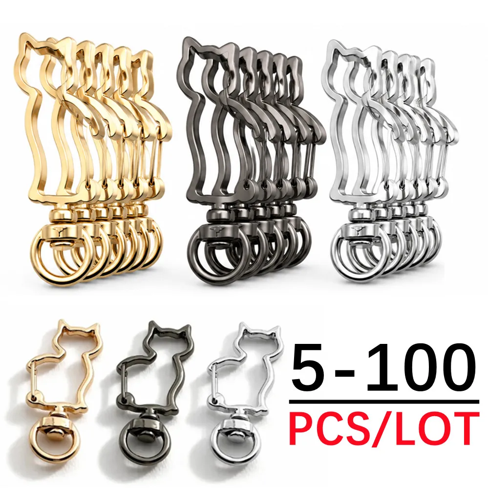 5-100Pcs/lot Keychain Clips Heart Shell Dolphin Cat Rabbit Star Moon Shape for DIY Keychains Jewelry Making Accessories