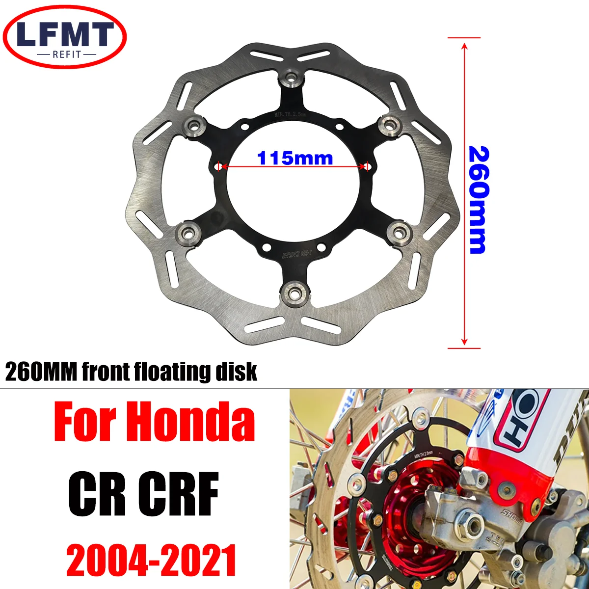 260 мм тормозной диск для мотоцикла Honda CR125E 125R 250E 250R CRF250X 450X 450R 250R 250RX 450RX 2002-2021 2022 внедорожный велосипед