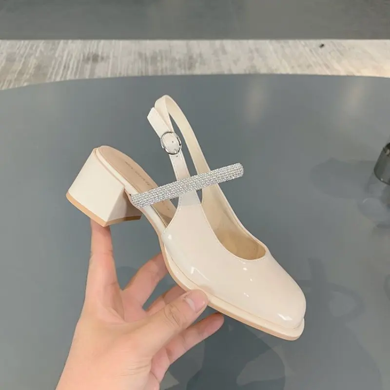 NEW Baotou Shoes 2024 Casual Heels Sandals Ladies Square Toe Pumps Latest Comfortable Lolita Summer Fashion Sexy Pumps Female