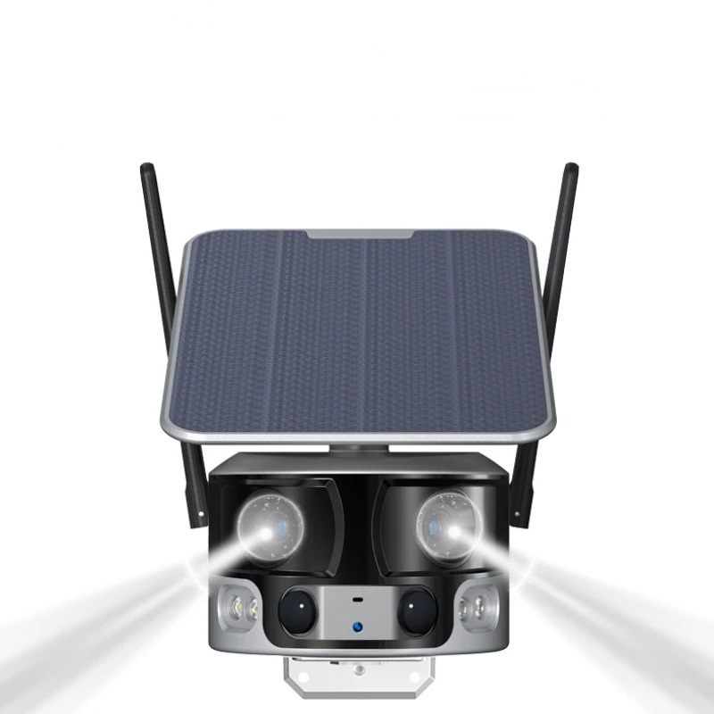 Dual Lens Wide Angle Full Color 4K Solar Panel Power Outdoor Lte 4g  Security