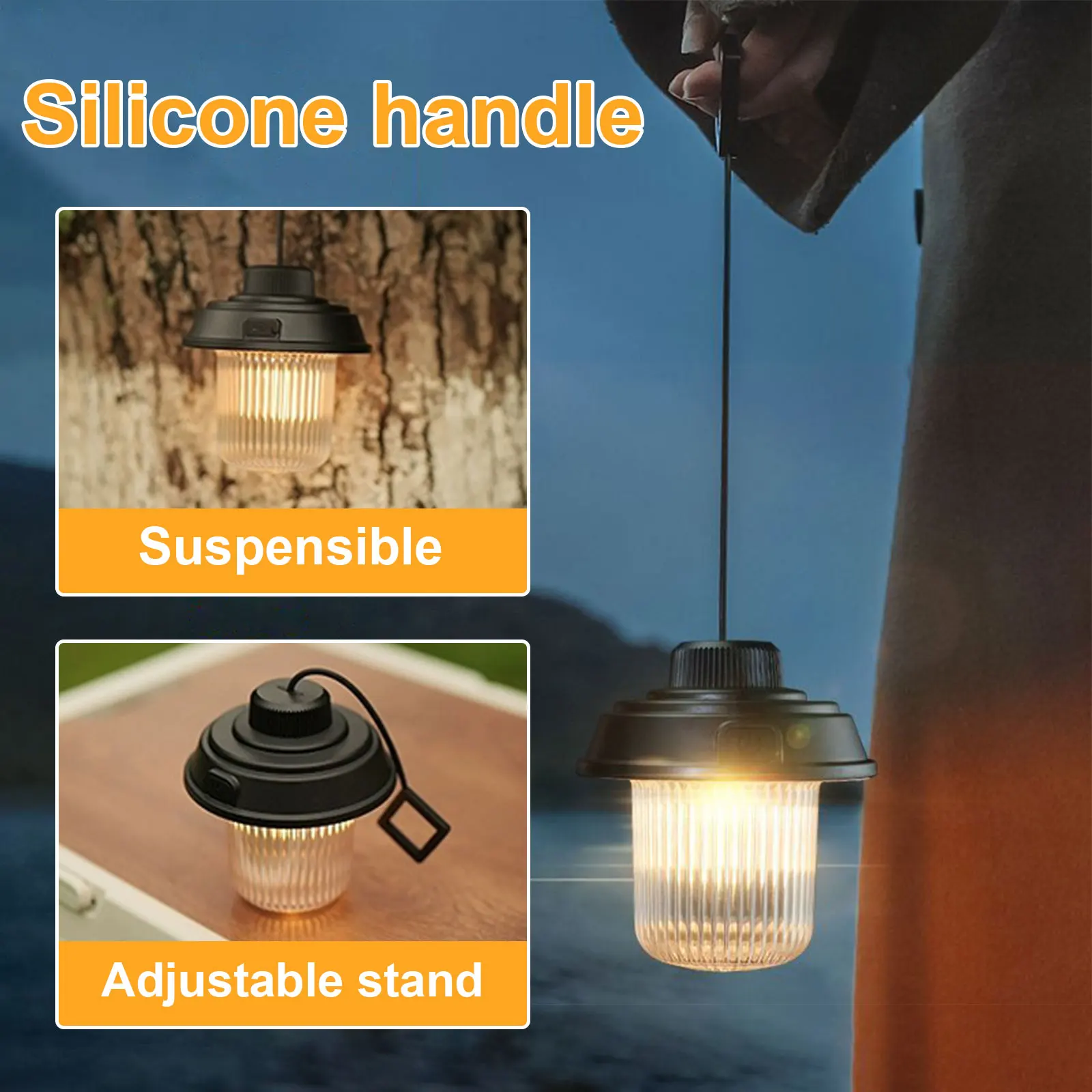 1pc Silicone Carrying Strap USB Rechargeable LED Tent Light - Perfect for Outdoor Emergencies, Camping, Hiking & Fishing!