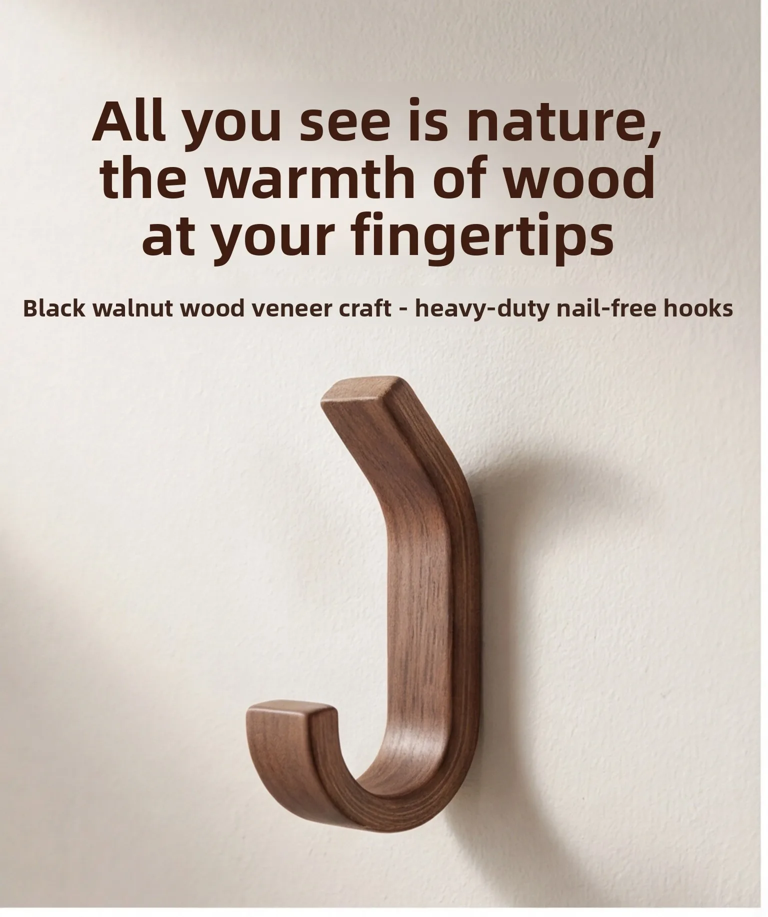 1/3pcs Wooden Material Suction Cup Hook Door Rear Hook Bathroom Strong Load-bearing Seamless Hook Home Decoration