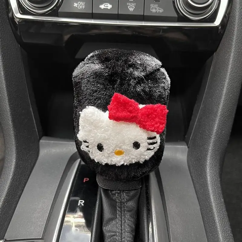 Sanrio Car Gear Lever Handbrake Lever Plush Protective Cover Hello Kitty My Melody Cartoon Warm Car Decoration Accessories Gift