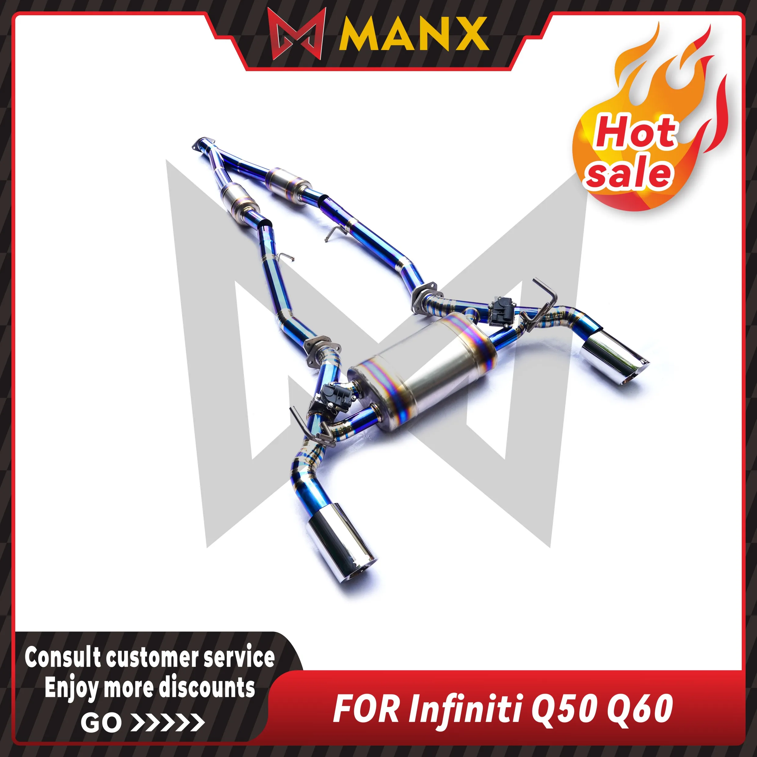 MANX Car Exhaust system for Infiniti Q50 Q60 Titanium Alloy catback Performance exhaust pipe with remote control valve