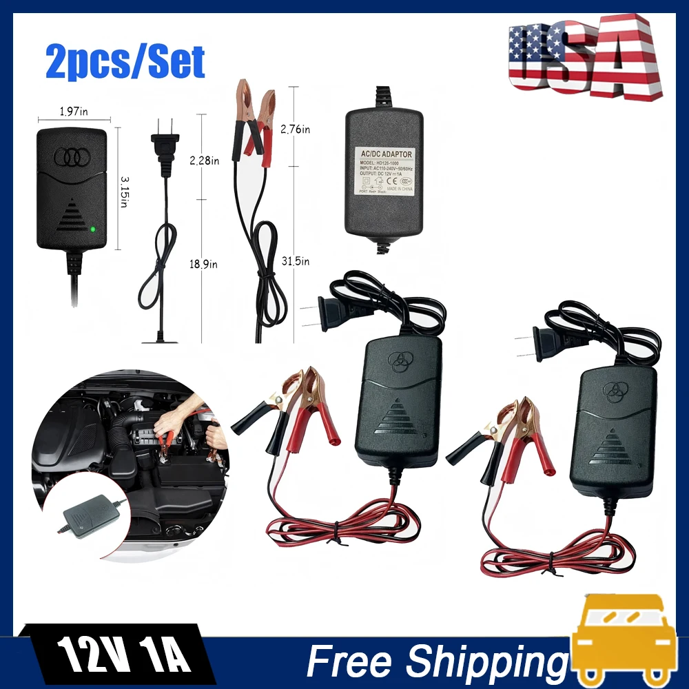 

2X умное зарядное устройство для обслуживания аккумулятора, импульсное зарядное устройство для ремонта, 12 В, трюк для грузовика, мотоцикла, квадроцикла, автофургона