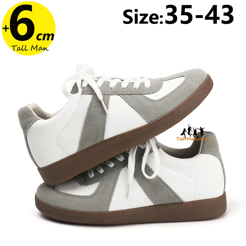 Man Elevator Shoes White Chunky Sneakers Oxford Men 6CM Height Increase Insole Sports