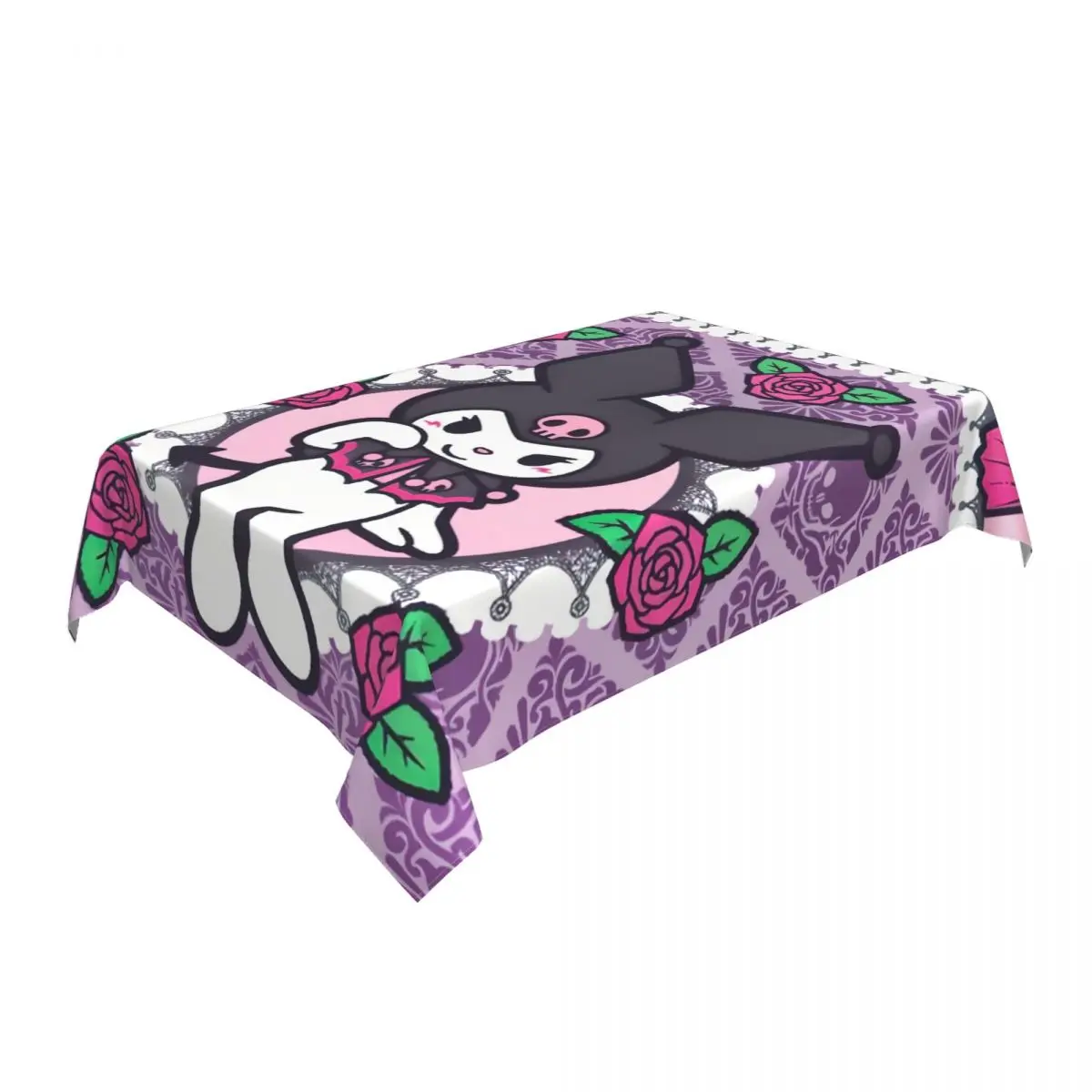 Customized Rectangular Kuromi Sanrio Anime Tablecloth Fit 40