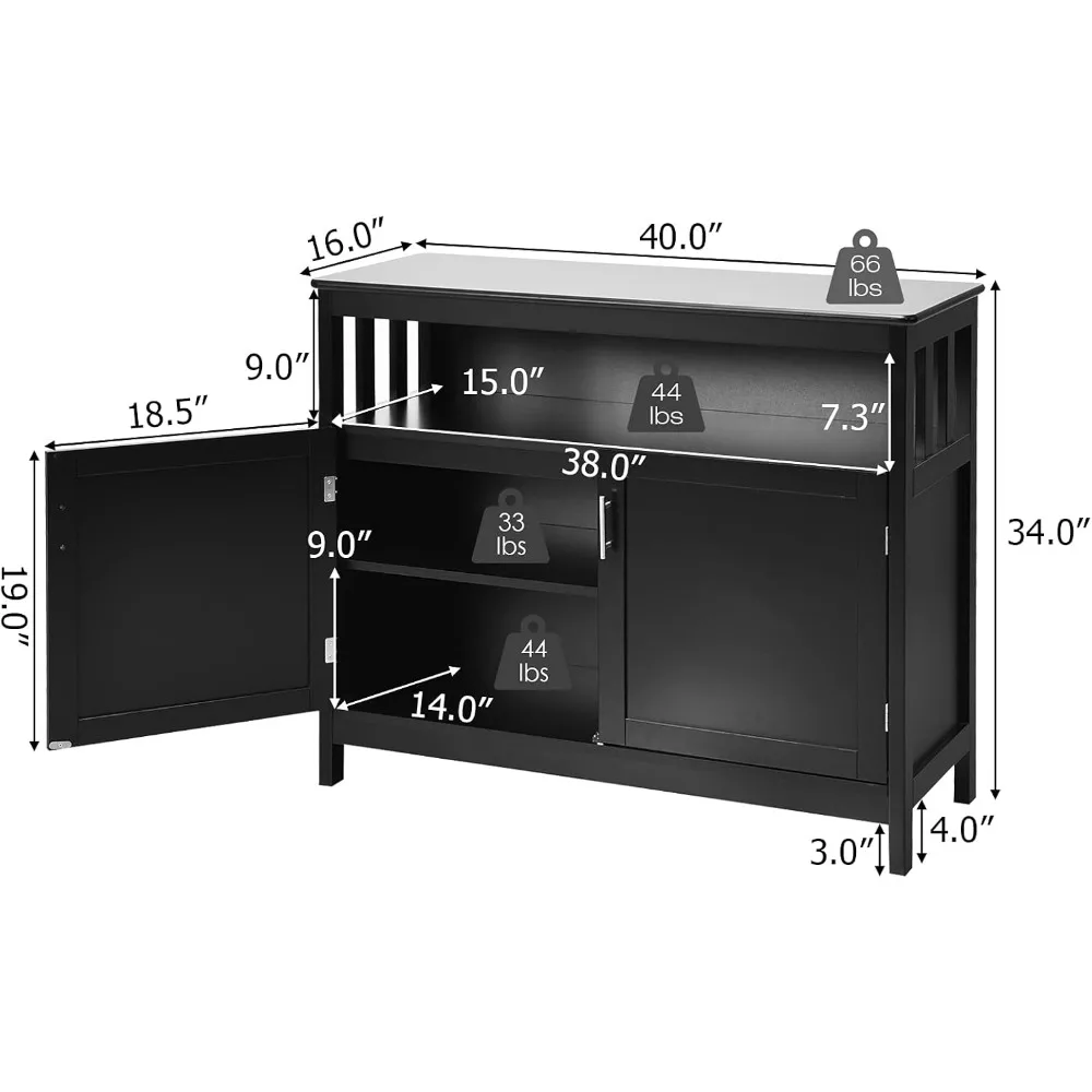 Credenza per buffet da cucina, armadio per server di stoccaggio in legno, sala da pranzo, soggiorno, mobili da bar, consolle a 2 ante con