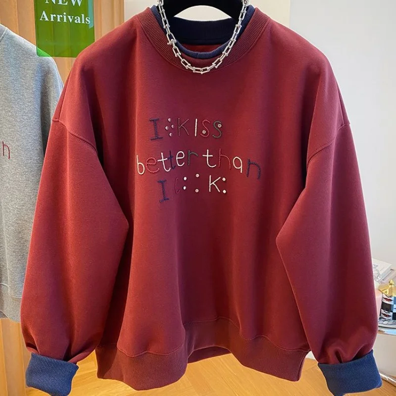 

Свободный свитшот с круглым вырезом для пар, большие размеры, мужской, осенне-зимний, удобный, дышащий, из полиэстеровой ткани