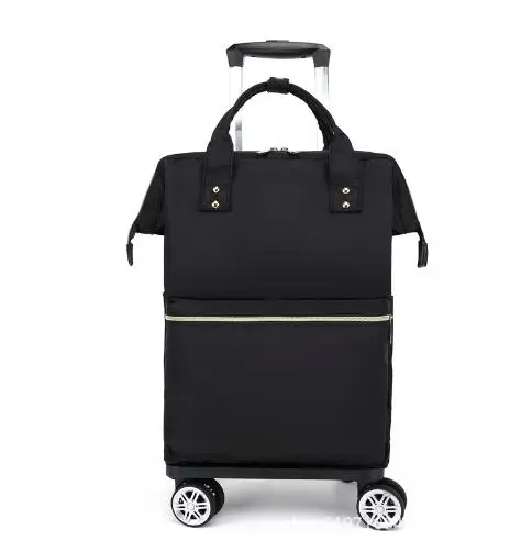 Women Soft  Business Trolley Backpack Bag With wheels oxford Trolley Luggage bag Women Carry on hand Luggage rolling Backpack