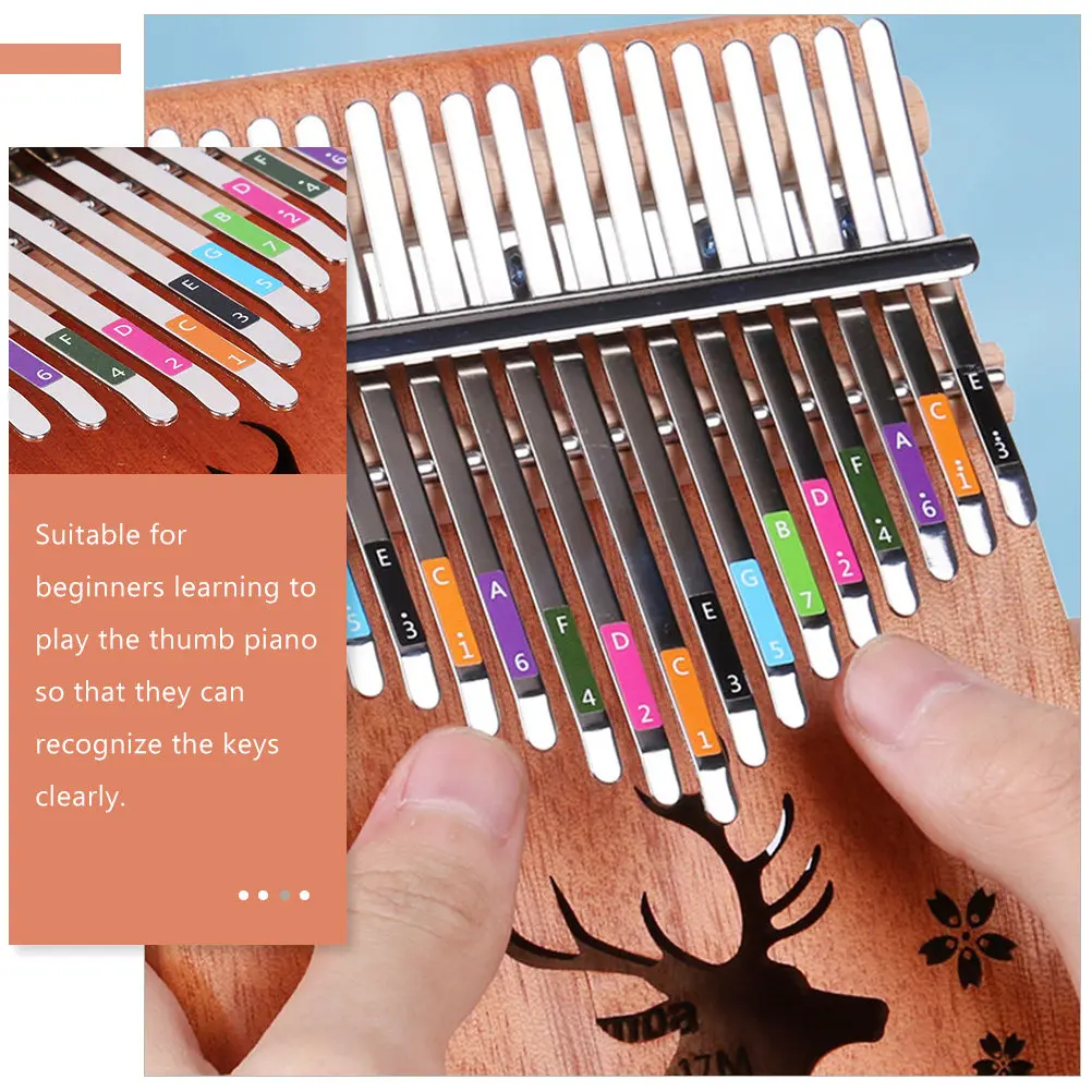 2 Sheets Kalimba Learning Sticker Beginner Stickers Fretboard Note Accessories Piano Notes