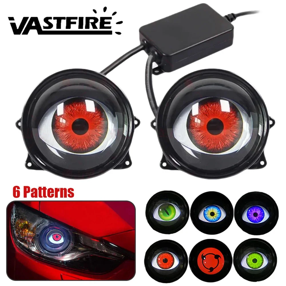 3Inch Car Motorcycle Devil Eyes Lens Lights 12-36V Demon Eye Dynamic Headlight Assembly With Remote Control Retrofit Accessorie