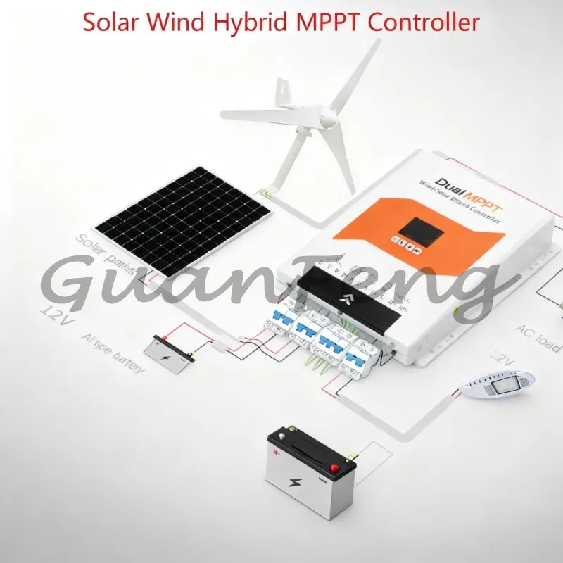 12/24/48V Auto‑Voltage Solar Wind Hybrid Controller, 3000W MPPT Panel Charger with Optional WiFi for Wind Solar Power System