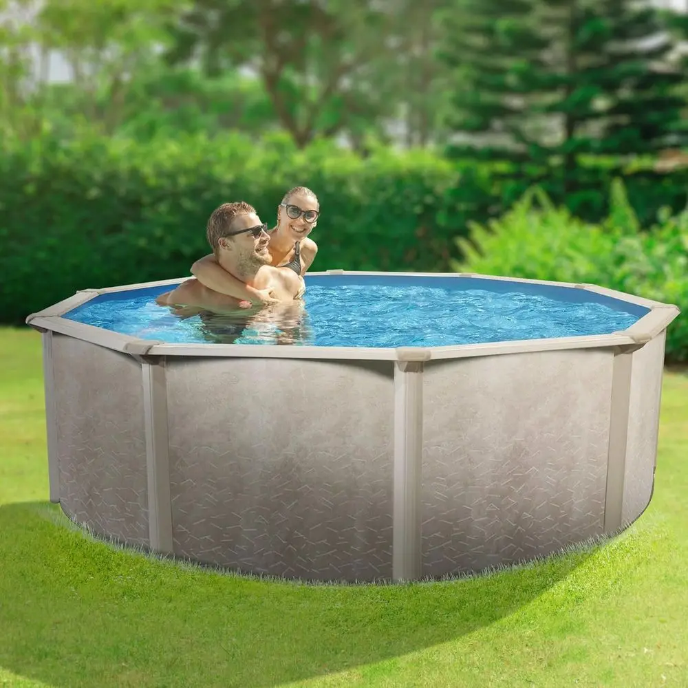 

Above Ground Swimming Pool, Phoenix Steel-e, 24', Cognac - Large Heavy-Duty Outdoor amily Pool or Backyard, Patio, and Yard