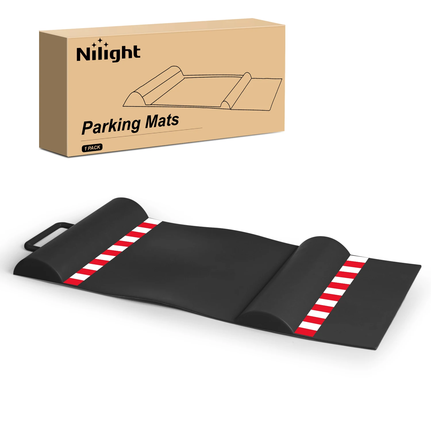 

Nilight Garage Parking Mat, Durable Wheel Stop Pad Parking Aid with Reflective Strips for or Cars SUVs Trucks, 1-Pack