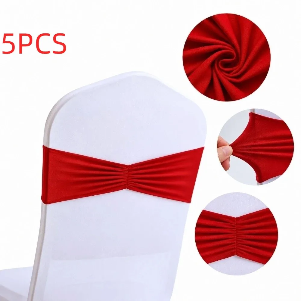 5pcs No Tie Chair Sashes High Stretch Elastic Design Chair Cover Decor Bands Chair Cover Decor Stretchy Fabric