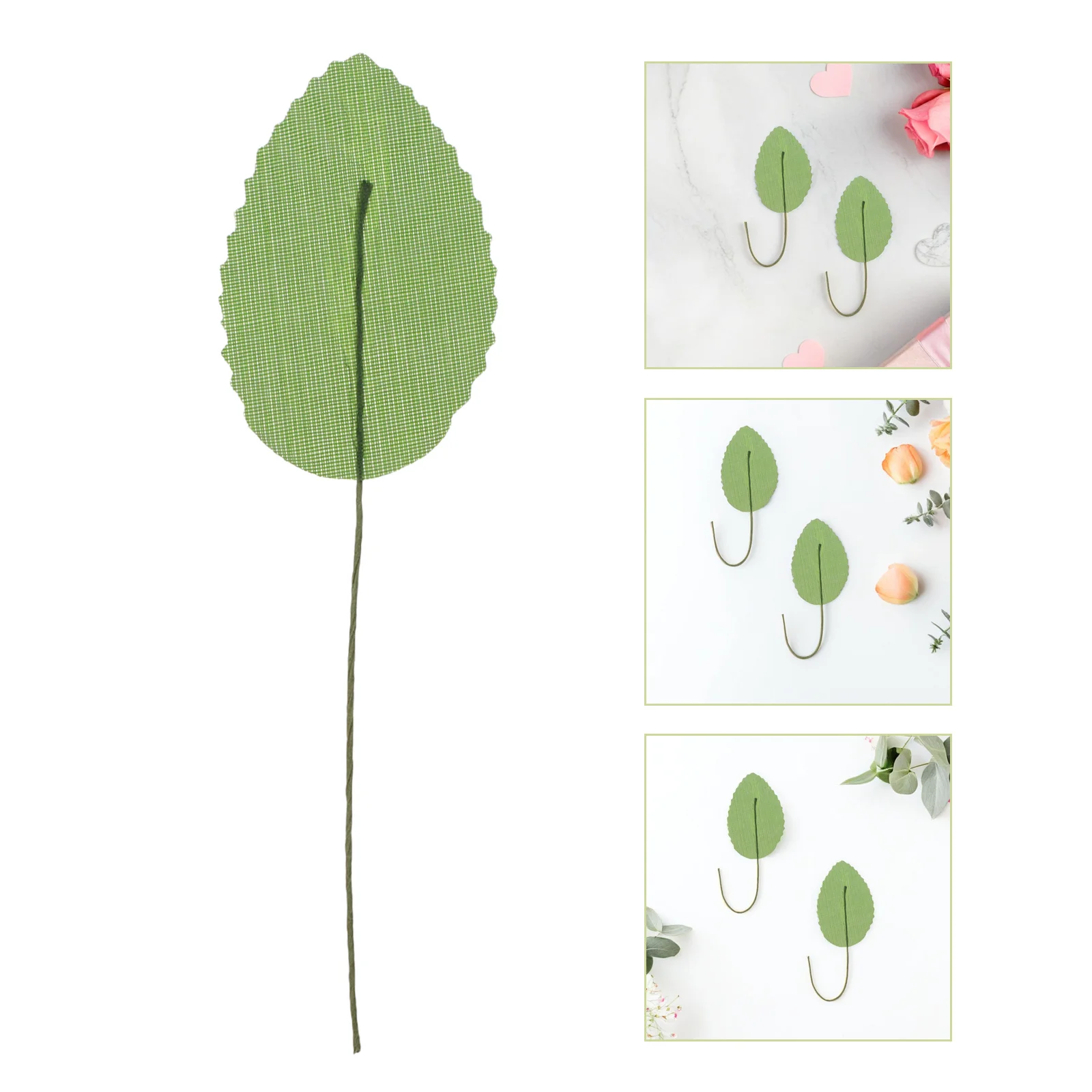 

100Pcs Realistic Artificial Green Leaves Faux Leaf Embellishments for Wedding Party Decor Holiday Floral Arrangement Craft
