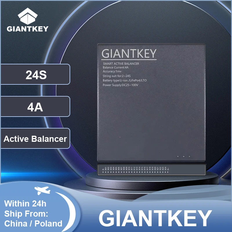 

GIANTKEY Intelligent Active Balancing Instrument Repairs Battery Pack Balancing Current 4A 2-24S Li ion Lifepo4 LTO