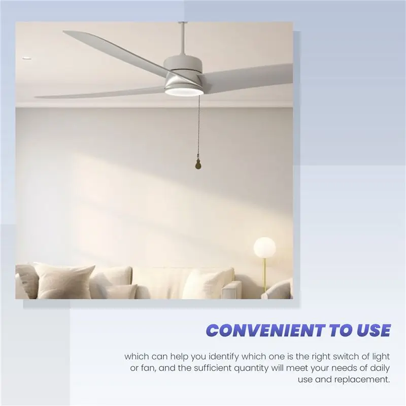 A98E-4Pcs Ceiling Fan Pull Chain Set,Bulb And Fan Pattern Pull Chain Extension Fan Pull Chain Pendant 12 Inch