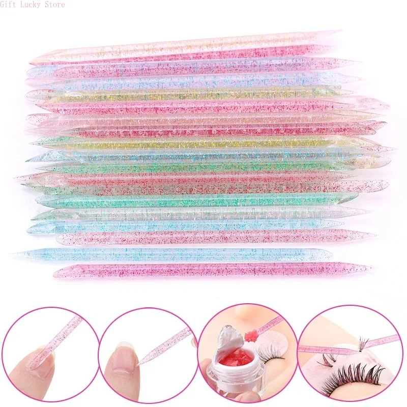 20/50/100 Pcs/Lot Crystal Nail Stick Double Side Cuticle Pusher Remover Tools Reusable Colorful Stick Nail Art Care Manicure Set
