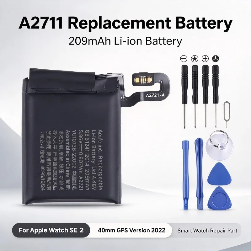 A2721 Replacement Battery for Apple Watch SE 2 40mm GPS Version 2022 Smart Watch Battery 209mAh Li-ion Battery+Free Tools