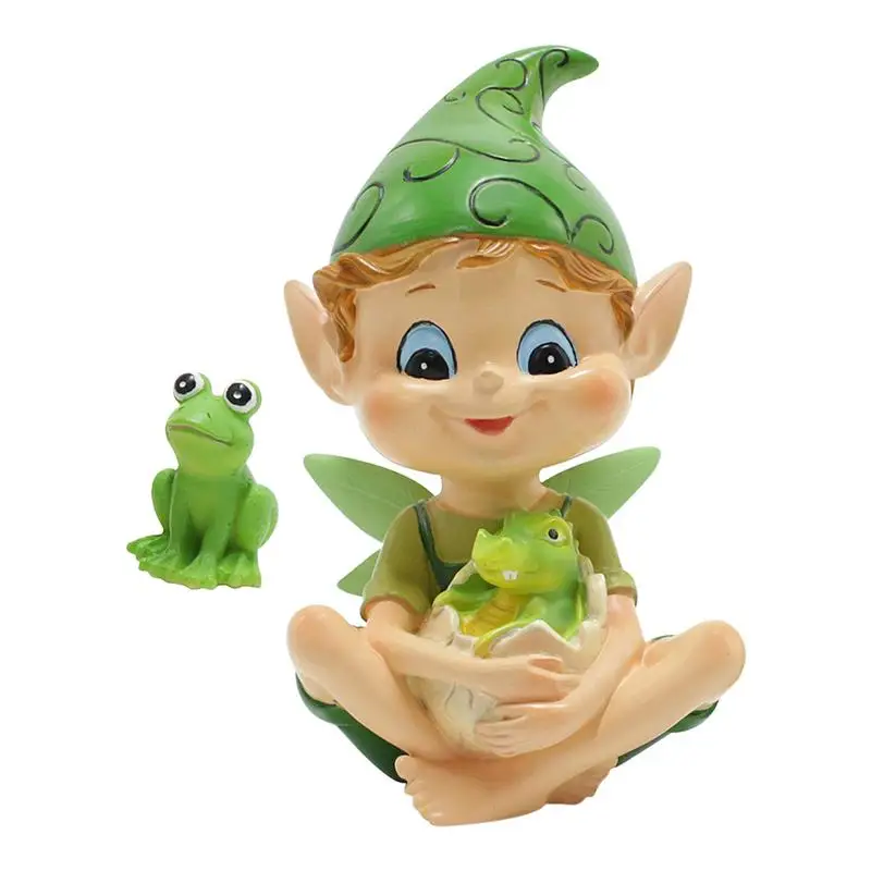 

Frog Garden Decor Resin Cartoon Frog Figure Elves Sculpture Outdoor Courtyard Ornament Creative Bonsai Decoration For Christmas