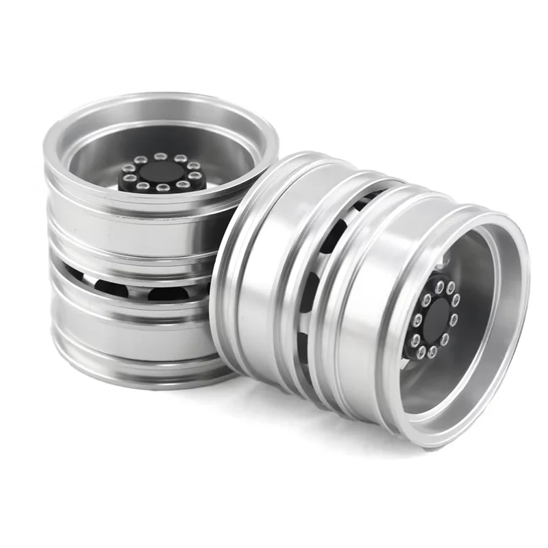 New Metal Front Rear Wheel Rim Hubs for Tamiya Truck 1/14 RC Tractor Trailer Cargo Car Wheels Tires,Rear 44Mm,2PCS