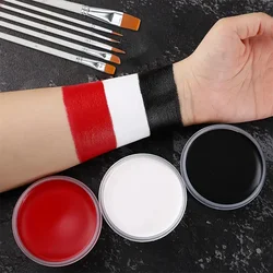 White Black Red Face Body Paint,Adult Oil Body Paint Set,FX Clown Vampire Skeleton Role Play Halloween Makeup with 6 Brushes