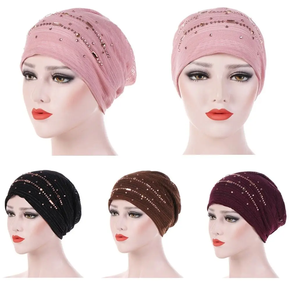 Summer Thin Lace Chemo Cap Turban Muslim Turbantes Wrap Inner Hijab Caps Headbands