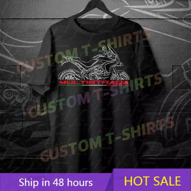

Мужская футболка 2025 года, повседневная футболка Ducatis Multistrada 1200 1260, летняя футболка с мотоциклетным рисунком и короткими рукавами, 100% хлопок, S-3XL, крутая футболка